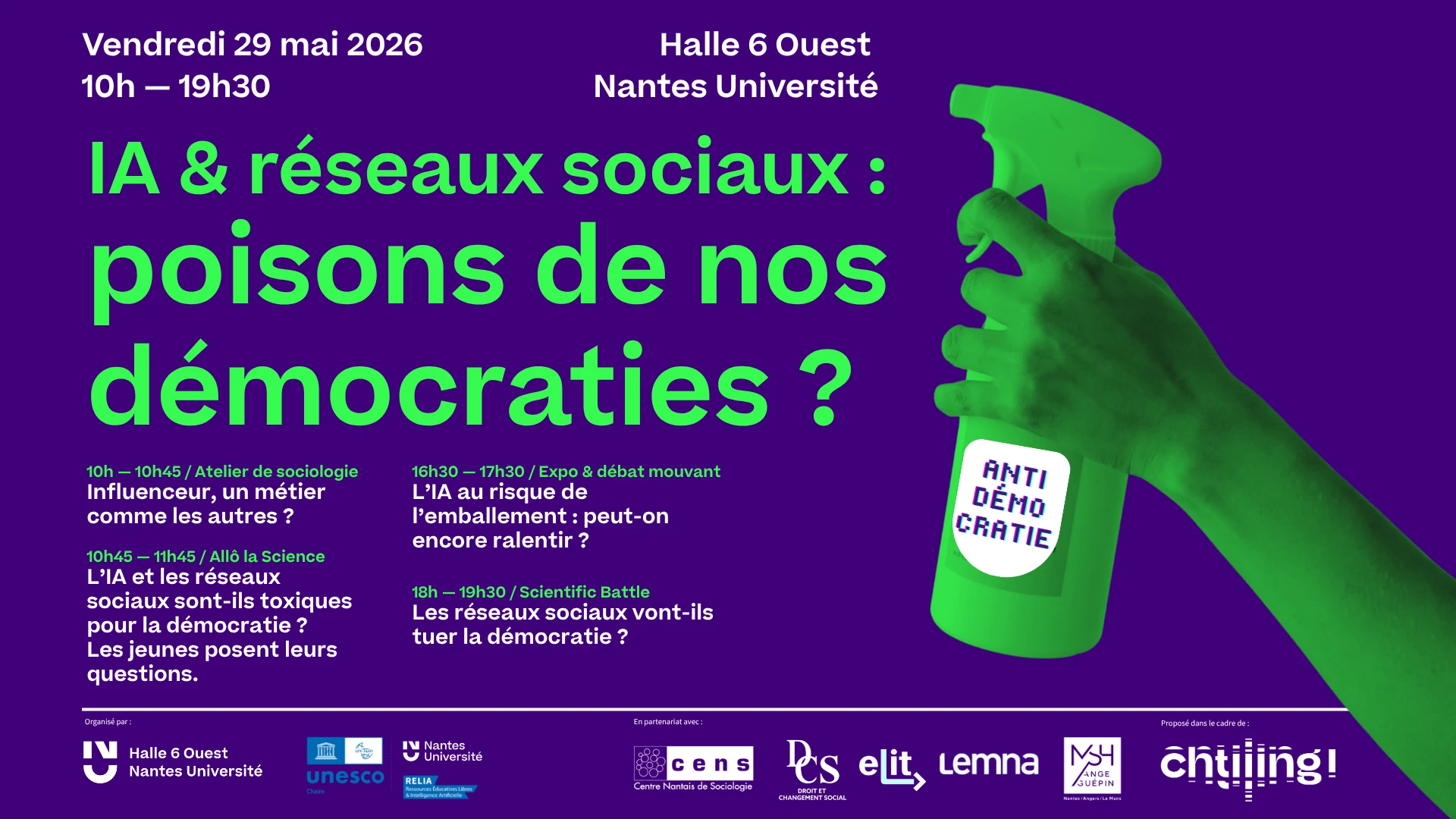 Événement Halle&nbsp;6 Ouest - IA & réseaux sociaux: poisons de nos démocraties?&nbsp;