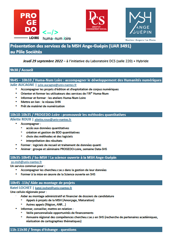 Recherche SHS - Services MSH Ange Guépin