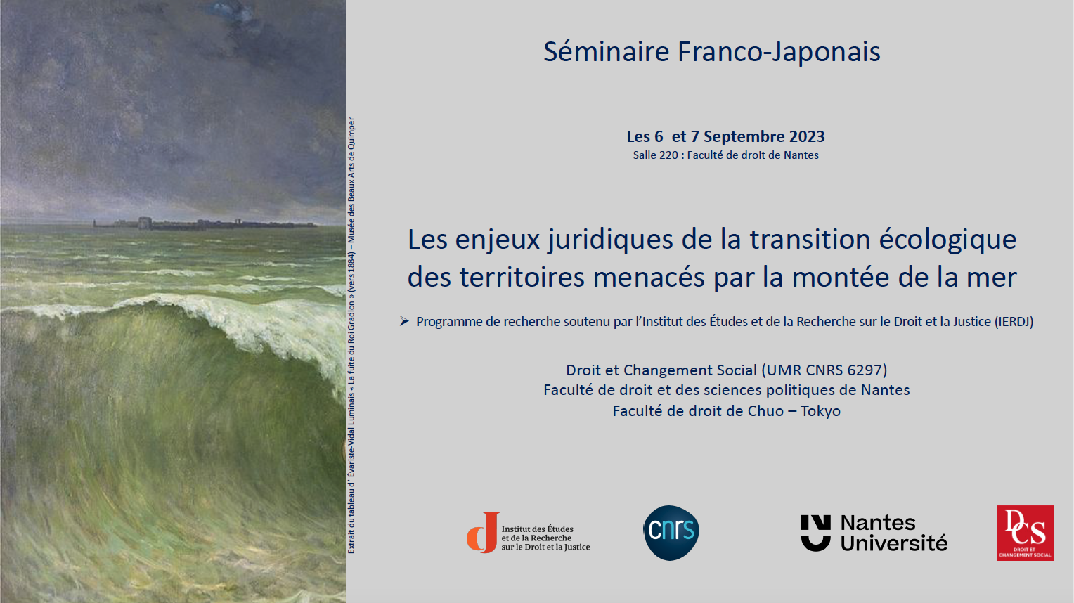 Séminaire Franco-Japonais - Les enjeux juridiques de la transition écologique des territoires menacés par la montée de la mer