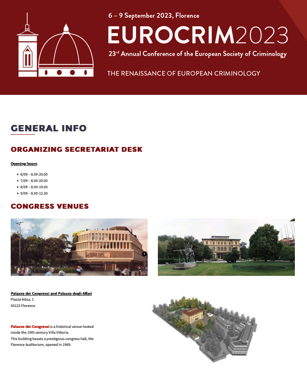Eurocrim 2023 - 23th Annual Conference of the society of criminology