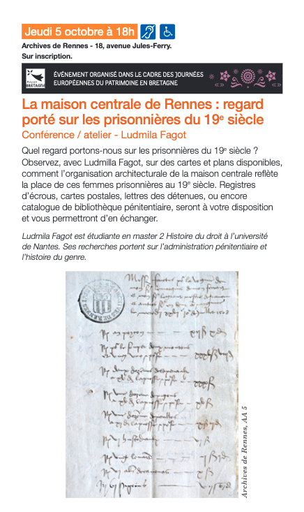 La maison centrale de Rennes : regard porté sur les prisonnières du 19e siècle