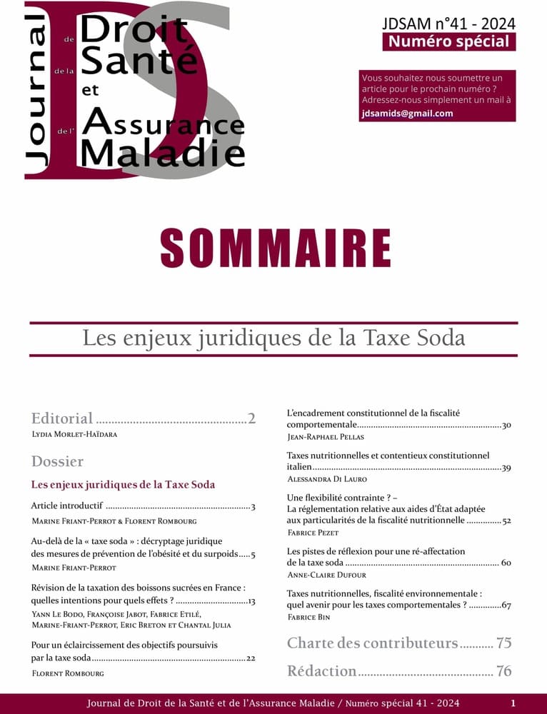 JDSAM No Spécial Enjeux juridiques Taxe Soda