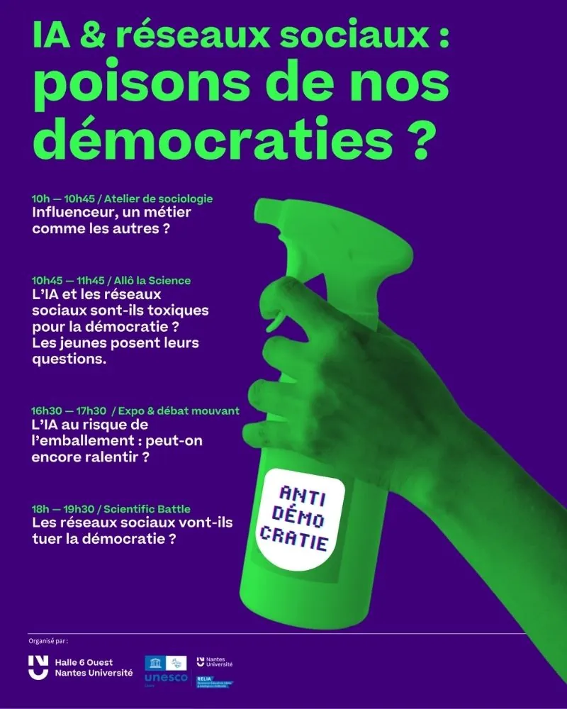 évènement halle 6 ouest IA & Réseaux sociaux : poisons de nos démocratiers ? 