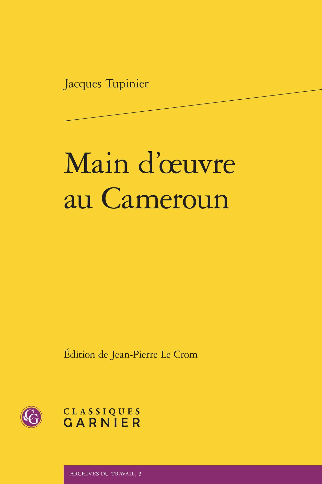 Couverture du livre Main d'œuvre au Cameroun