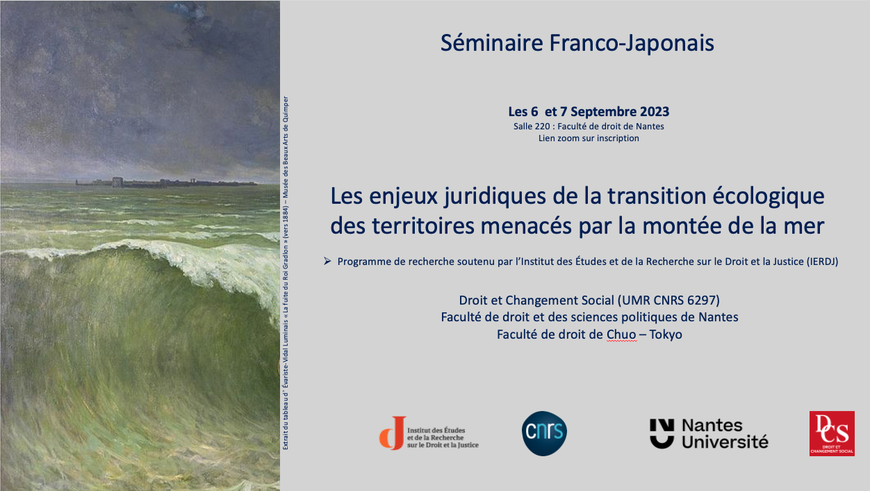 Séminaire Franco Japonais - Les enjeux juridiques de la transition écologique des territoires menacés par la montée de la mer