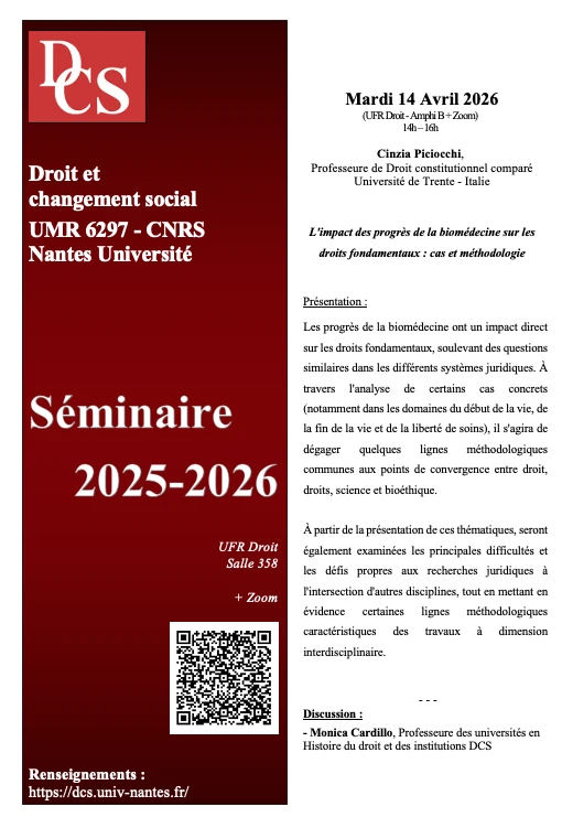 Séminaire général Droit et changement social 2025-2026 Cinzia Piciocchi