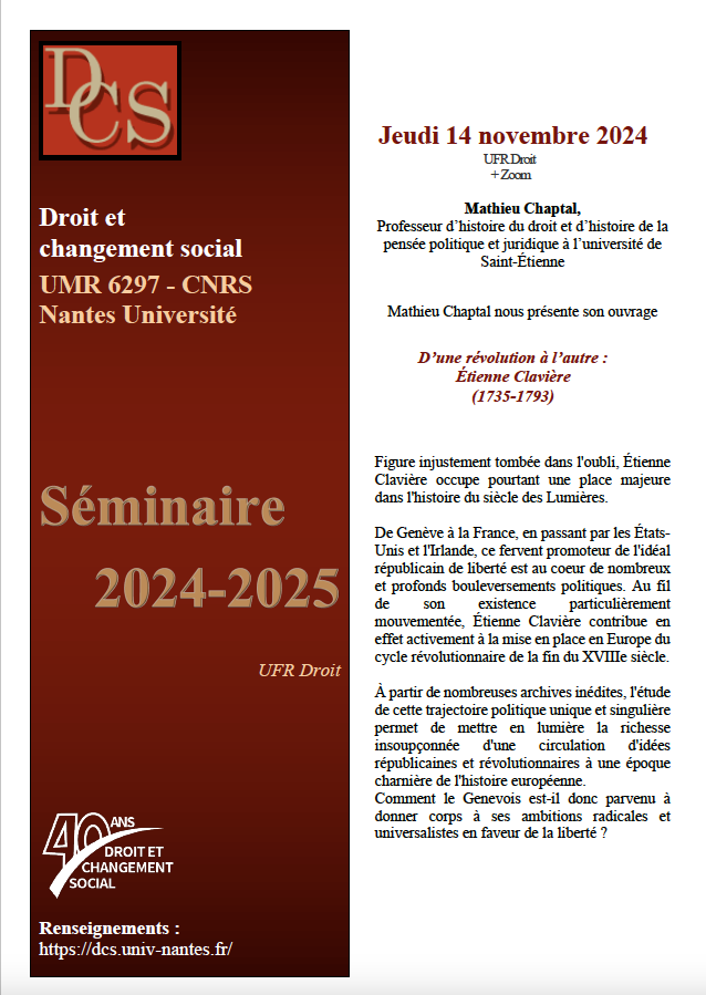 Séminaire général Droit et changement social 2024-2025 Mathieu Chaptal