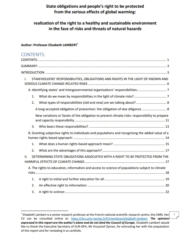 State obligations and people's right to be protected Report