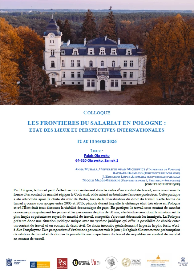 Colloque - Les Frontières du salariat en Pologne : état des lieux et perspectives internationales - VIIIèmes Assises franco-polonaises du Droit